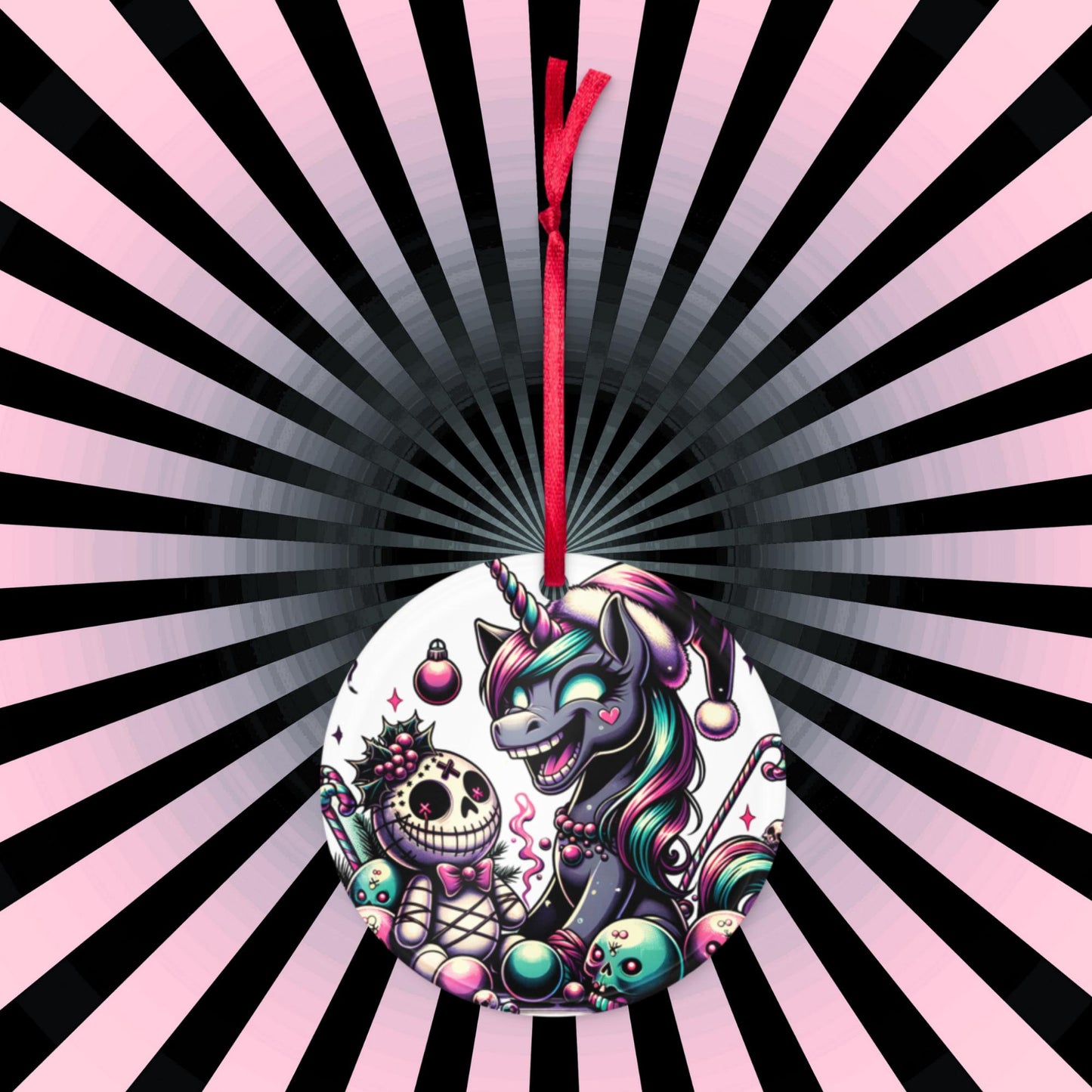 Horror Holiday Christmas Nightmare Unicorn Weirdcore Goth Grunge Acrylic Ornament