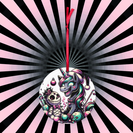 Horror Holiday Christmas Nightmare Unicorn Weirdcore Goth Grunge Acrylic Ornament