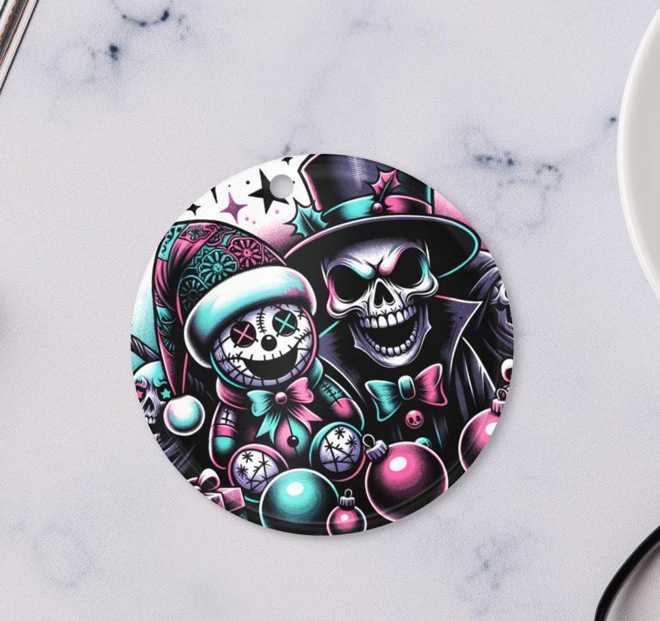 Spooky Skeleton Cute Horror Holiday Christmas Haunted Voodoo Doll Weirdcore Goth Grunge Acrylic Xmas Ornament