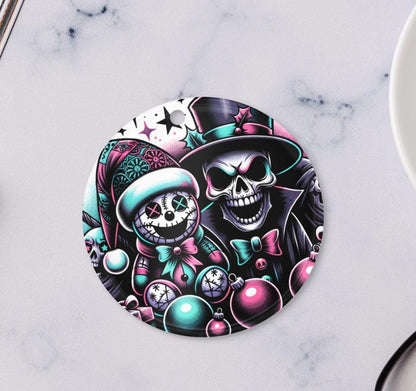Spooky Skeleton Cute Horror Holiday Christmas Haunted Voodoo Doll Weirdcore Goth Grunge Acrylic Xmas Ornament