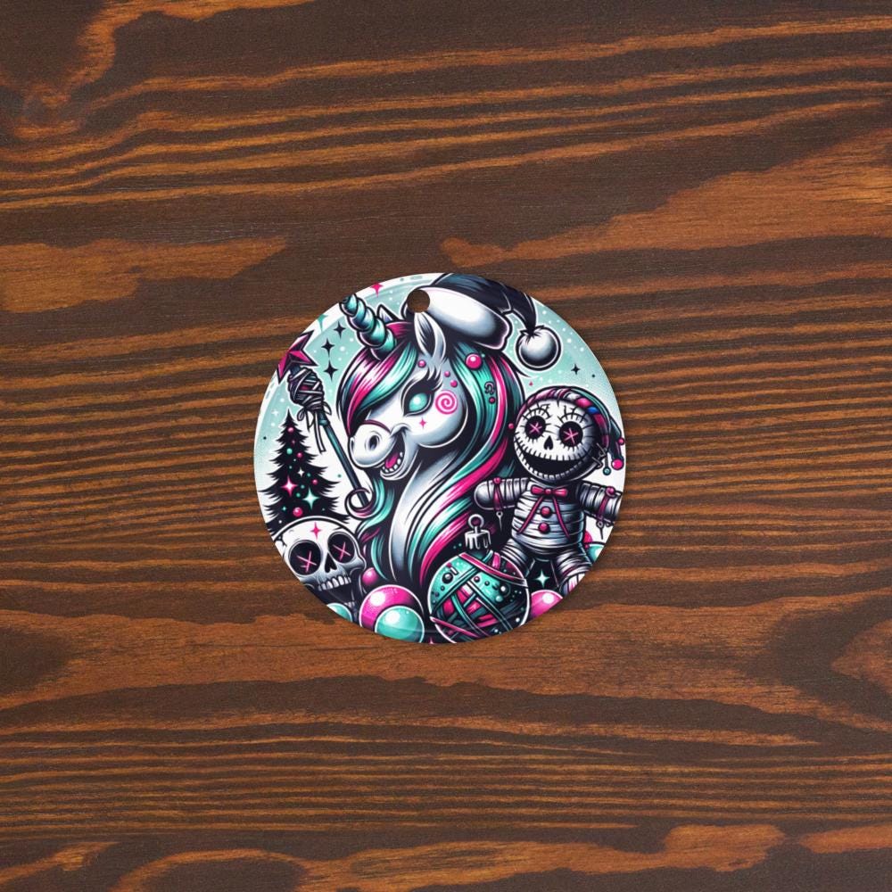 Spooky Horror Holiday Christmas Nightmare Unicorn Weirdcore Goth Grunge Acrylic Ornament