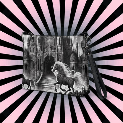 Goth Scene Horse and Castle Clutch Bag Gothic Grunge Purse Crossbody Bag