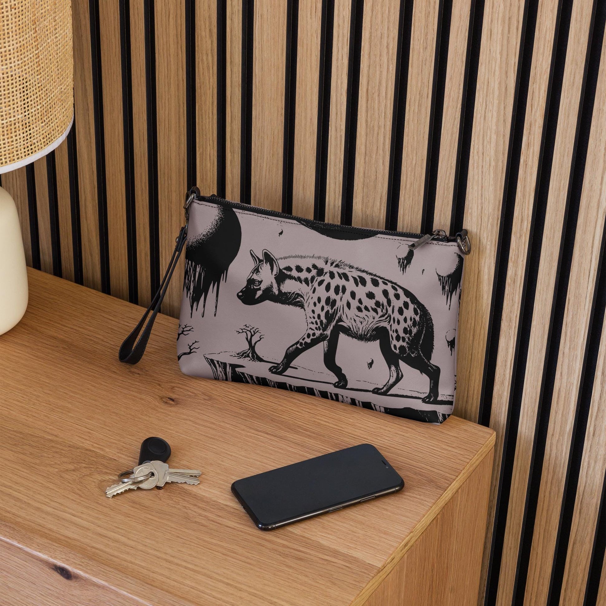 Tan Pastel Goth Creepy Cute Weirdcore Strange Realm Spotted Hyena Punkrock Clutch Bag Gothic Grunge Purse Crossbody Bag