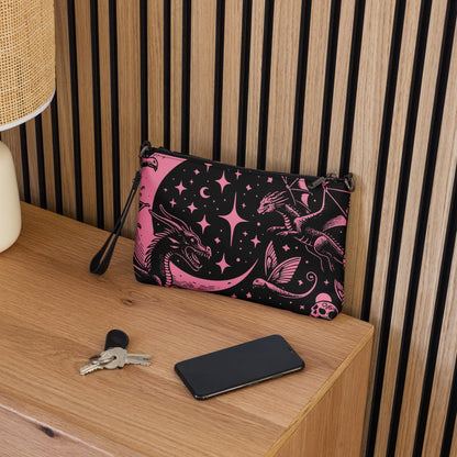 Pink Pastel Goth Kid Staring into the Night Weirdcore Dreamscape Punkrock Clutch Bag Gothic Grunge Purse Crossbody Bag