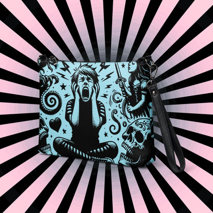 Goth Kid Screaming Nightmare Weirdcore Dreamscape Punkrock Clutch Bag Gothic Grunge Purse Crossbody Bag