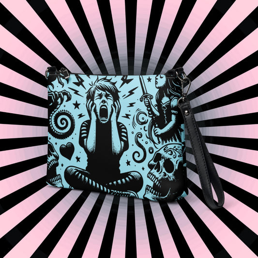 Goth Kid Screaming Nightmare Weirdcore Dreamscape Punkrock Clutch Bag Gothic Grunge Purse Crossbody Bag