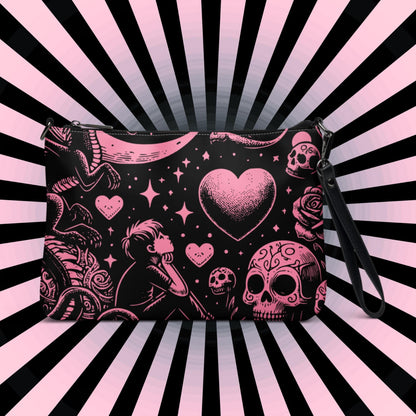 Pink Pastel Goth Kid Staring into the Night Weirdcore Dreamscape Punkrock Clutch Bag Gothic Grunge Purse Crossbody Bag