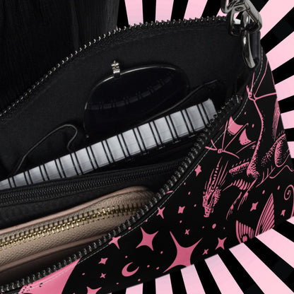 Pink Pastel Goth Kid Staring into the Night Weirdcore Dreamscape Punkrock Clutch Bag Gothic Grunge Purse Crossbody Bag