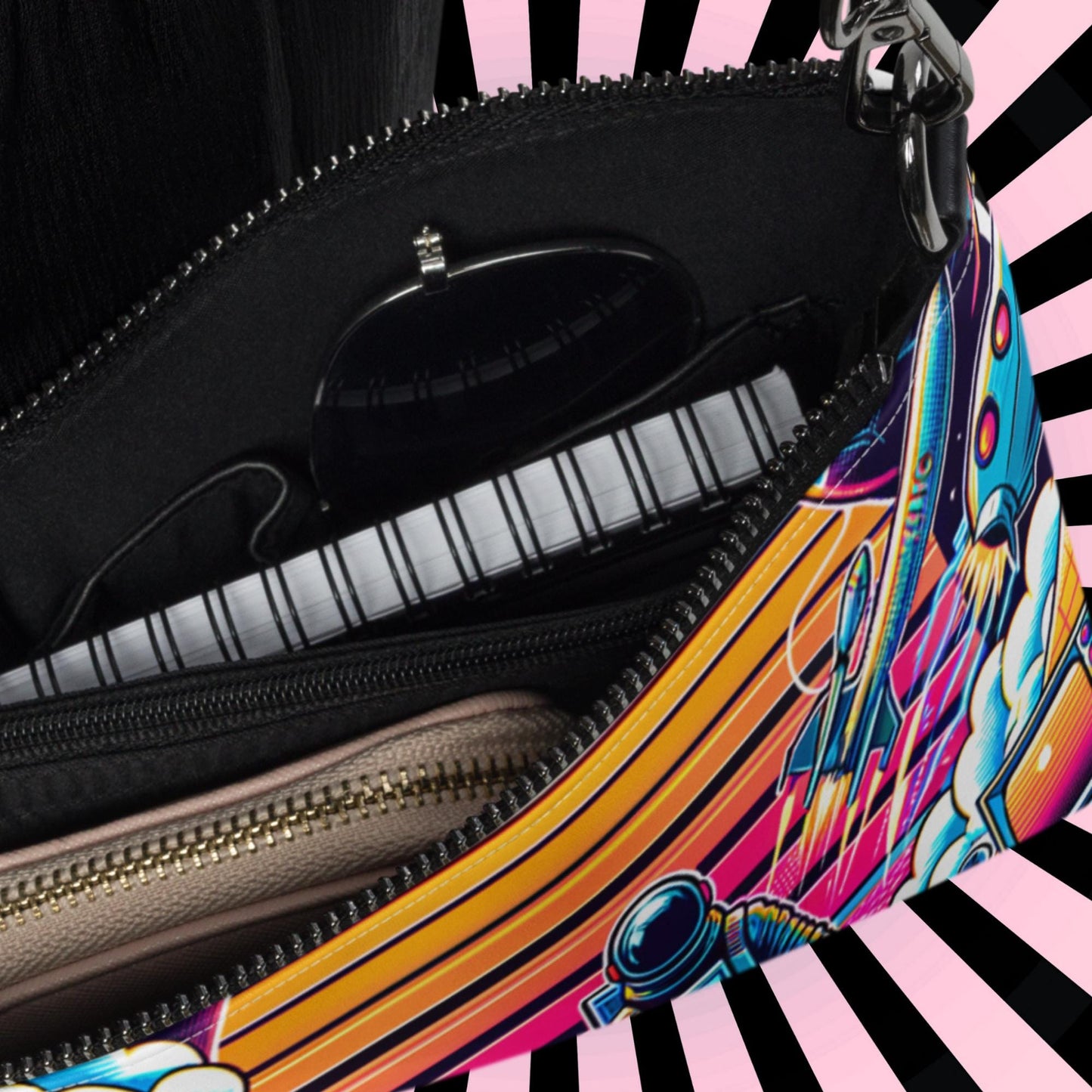 Retro Neon Goth Weirdcore Dreamscape Astronaut Punkrock Clutch Bag Gothic Grunge Purse Crossbody Bag