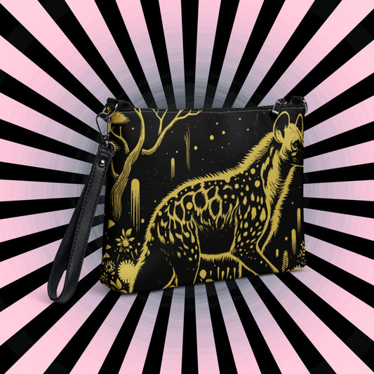 Yellow Goth Creepy Cute Weirdcore Dreamscape Spotted Hyena Punkrock Clutch Bag Gothic Grunge Purse Crossbody Bag