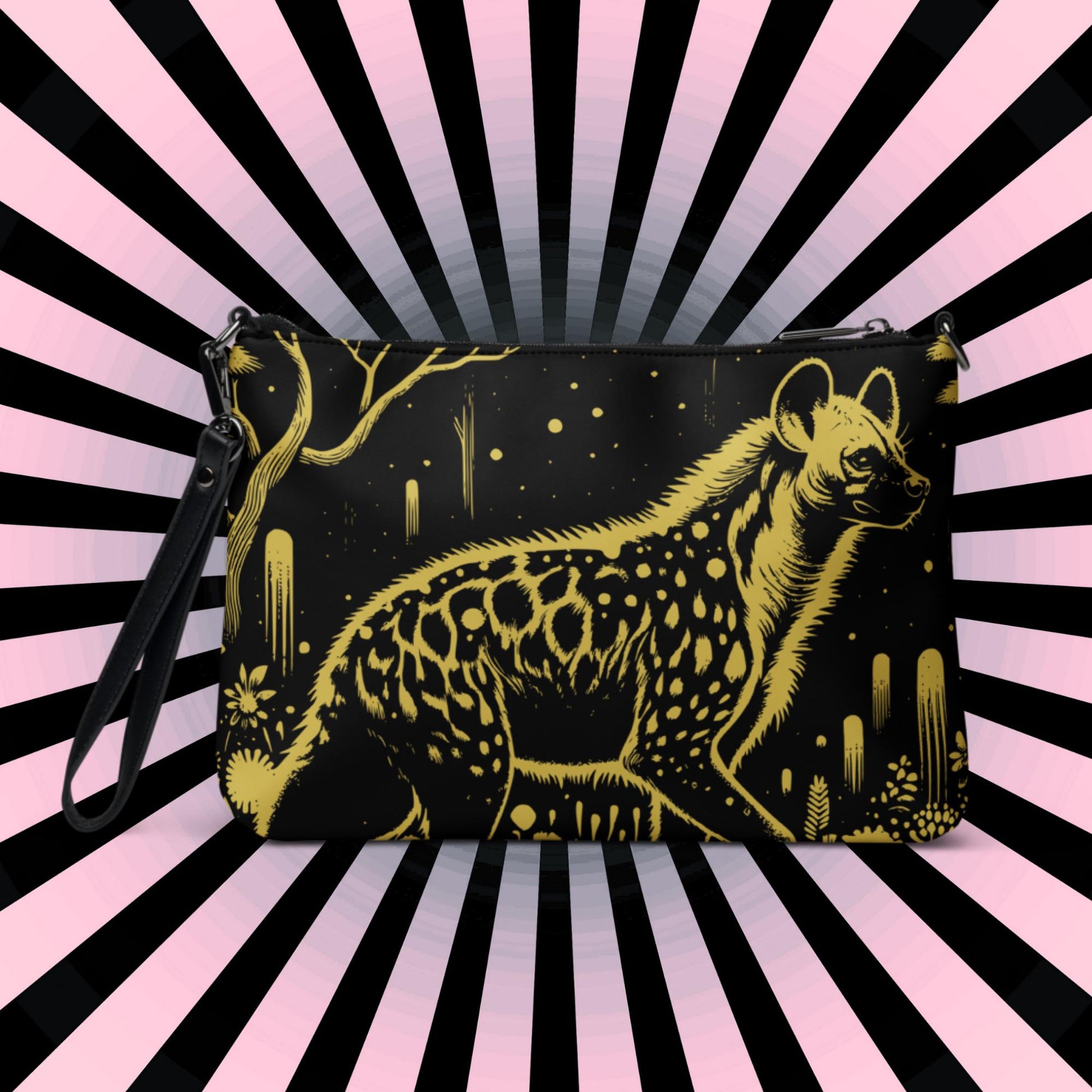 Yellow Goth Creepy Cute Weirdcore Dreamscape Spotted Hyena Punkrock Clutch Bag Gothic Grunge Purse Crossbody Bag