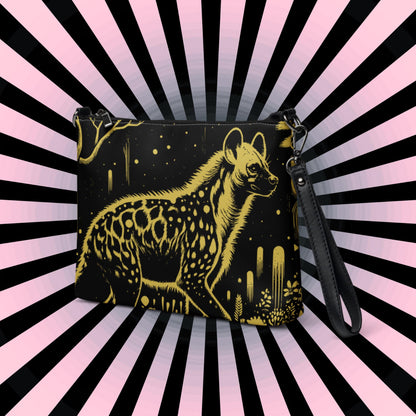 Yellow Goth Creepy Cute Weirdcore Dreamscape Spotted Hyena Punkrock Clutch Bag Gothic Grunge Purse Crossbody Bag