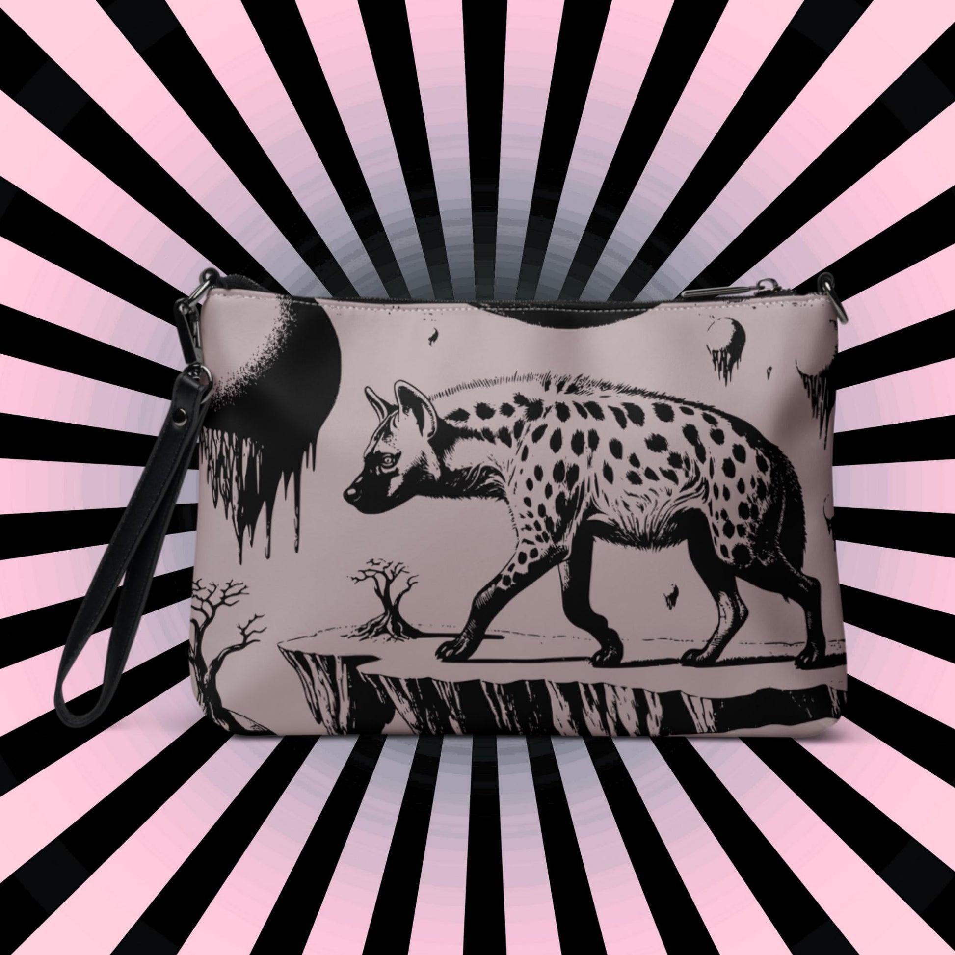 Tan Pastel Goth Creepy Cute Weirdcore Strange Realm Spotted Hyena Punkrock Clutch Bag Gothic Grunge Purse Crossbody Bag