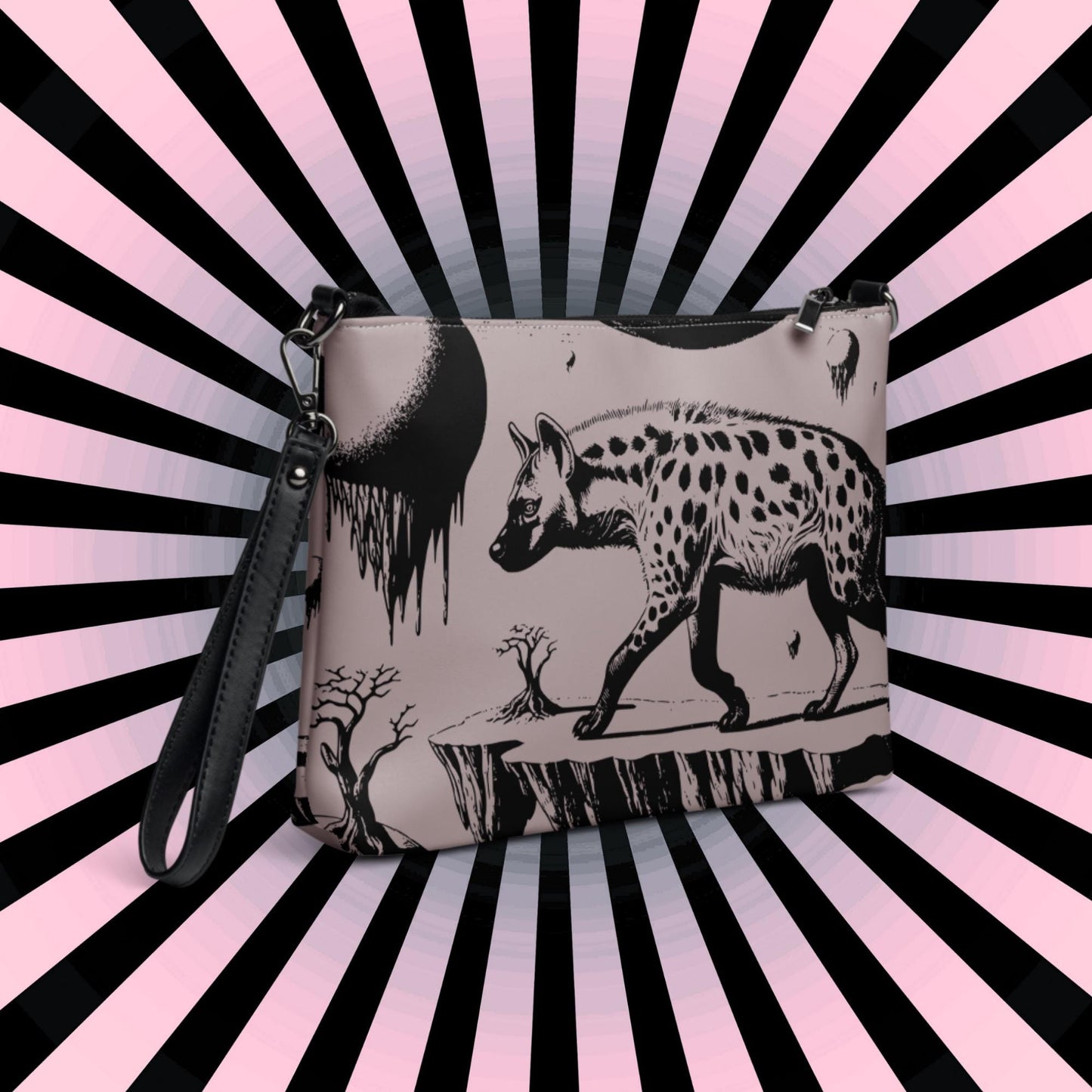 Tan Pastel Goth Creepy Cute Weirdcore Strange Realm Spotted Hyena Punkrock Clutch Bag Gothic Grunge Purse Crossbody Bag