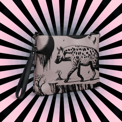 Tan Pastel Goth Creepy Cute Weirdcore Strange Realm Spotted Hyena Punkrock Clutch Bag Gothic Grunge Purse Crossbody Bag