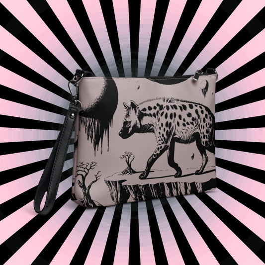 Tan Pastel Goth Creepy Cute Weirdcore Strange Realm Spotted Hyena Punkrock Clutch Bag Gothic Grunge Purse Crossbody Bag