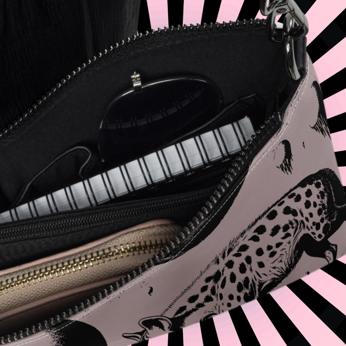 Tan Pastel Goth Creepy Cute Weirdcore Strange Realm Spotted Hyena Punkrock Clutch Bag Gothic Grunge Purse Crossbody Bag