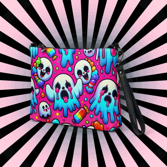 Neon Goth Weirdcore Bubble Candy Ghosts Punkrock Clowns Clutch Bag Gothic Grunge Purse Crossbody Bag