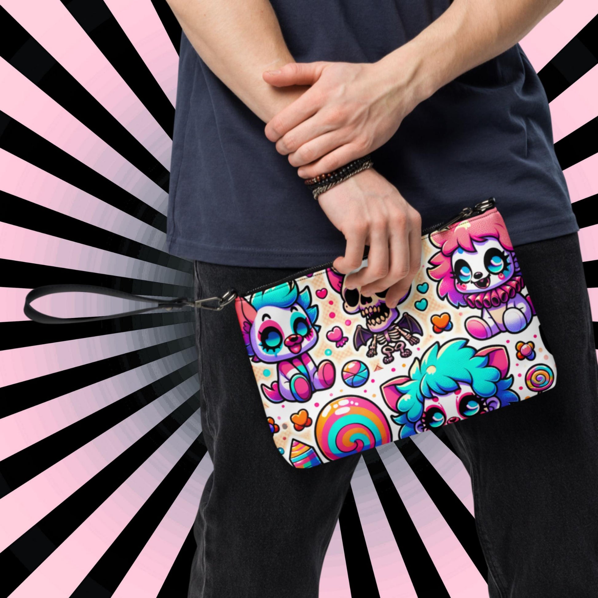 Creepy Cute Neon Goth Horror Punkrock Bubble Clown Clowncore Anime Weirdcore Pastel Goth Grunge Clutch Purse Crossbody Bag