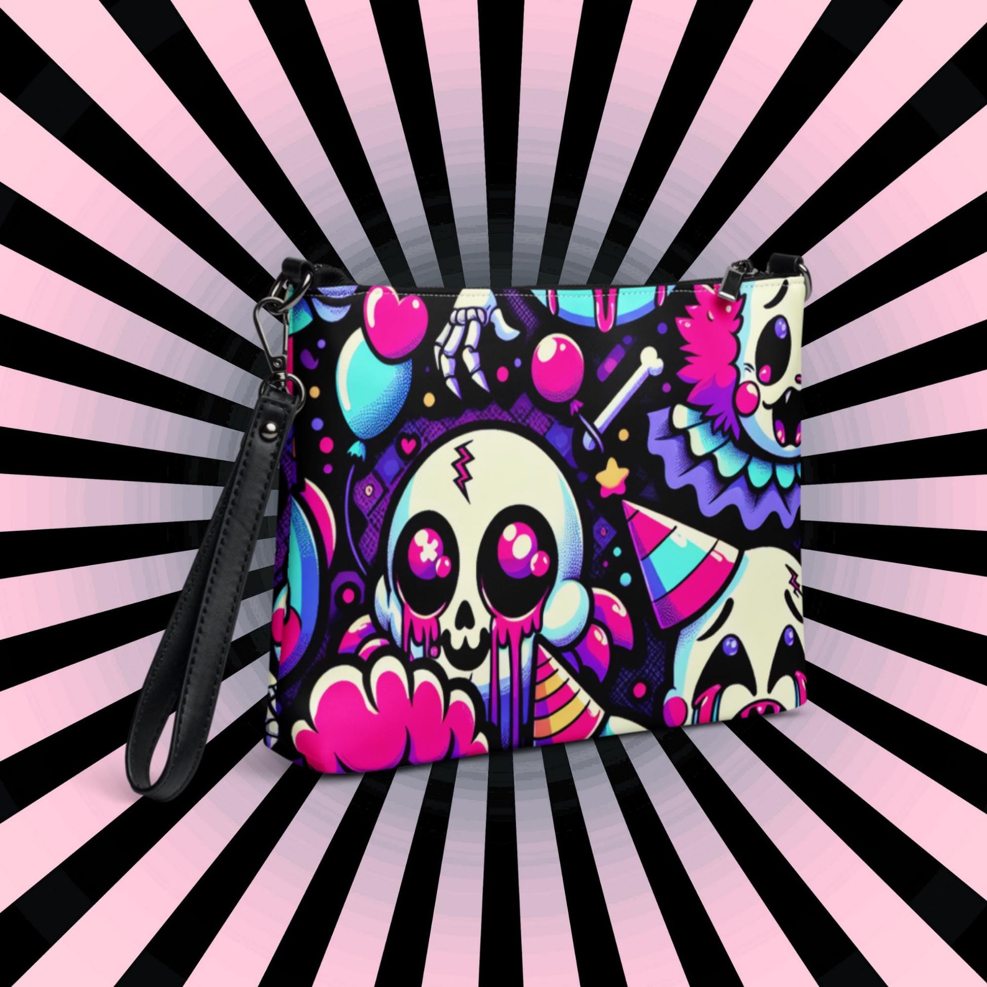 Creepy Cute Neon Goth Horror Punkrock Bubble Ghosts Weirdcore Pastel Goth Grunge Clutch Purse Crossbody Bag