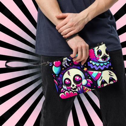 Creepy Cute Neon Goth Horror Punkrock Bubble Ghosts Weirdcore Pastel Goth Grunge Clutch Purse Crossbody Bag