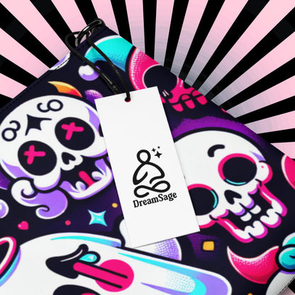 Clowncore Neon Goth Horror Punkrock Sugar Skulls Clowns Weirdcore Pastel Goth Grunge Clutch Purse Crossbody Bag