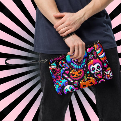 Clowncore Neon Goth Horror Punkrock Demon Clowns Weirdcore Pastel Goth Grunge Clutch Purse Crossbody Bag