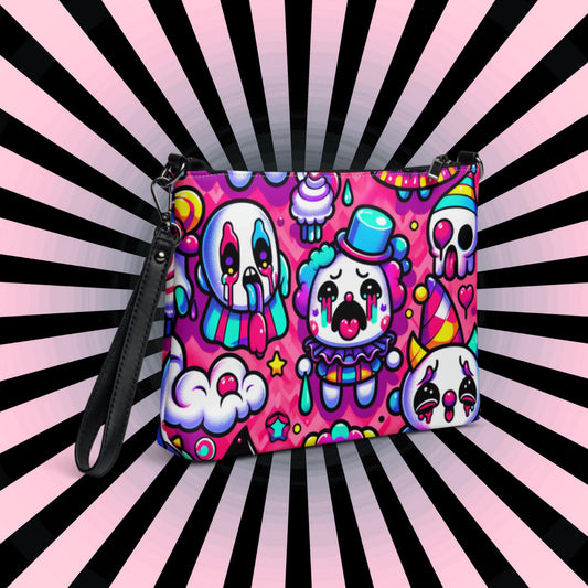 Neon Clowncore Punkrock Clowns Weirdcore Pastel Goth Grunge Bubble Ghouls Clutch Purse Crossbody Bag