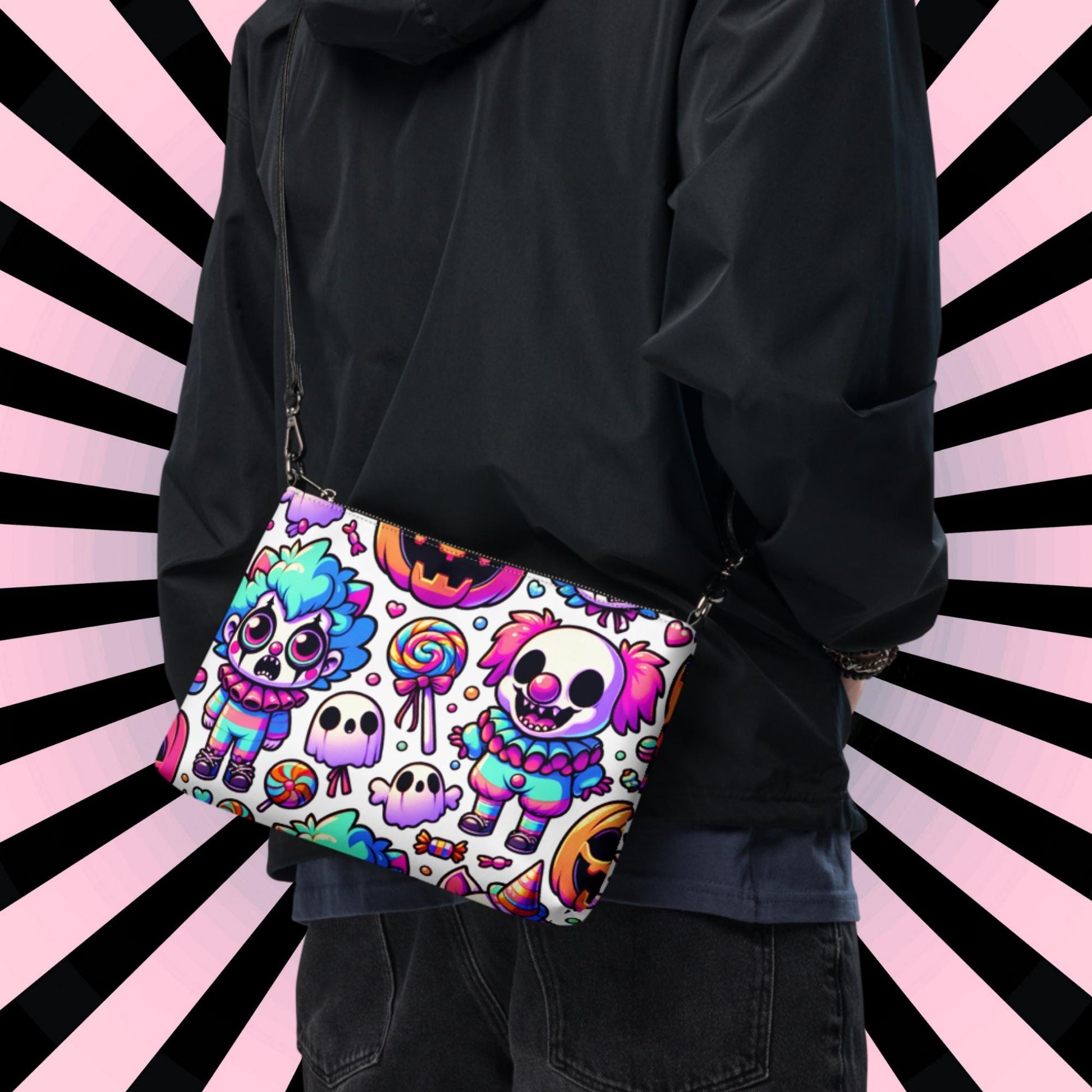 Weirdcore Pastel Goth Bubble Clowns Clowncore Punkrock Clutch Bag Gothic Grunge Purse Crossbody Bag