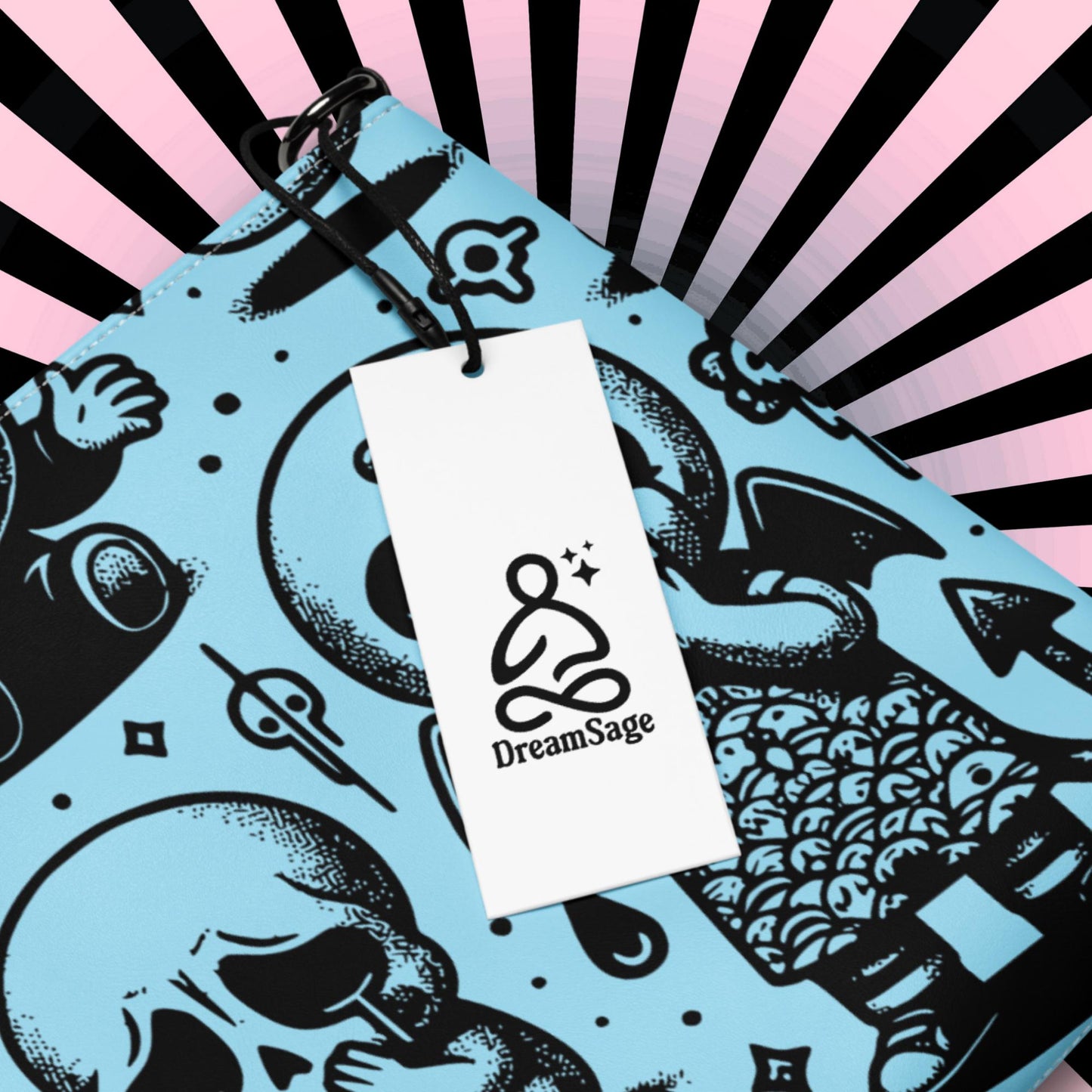 Weirdcore Pastel Goth Crying Bubble Skulls Punkrock Clutch Bag Gothic Grunge Purse Crossbody Bag