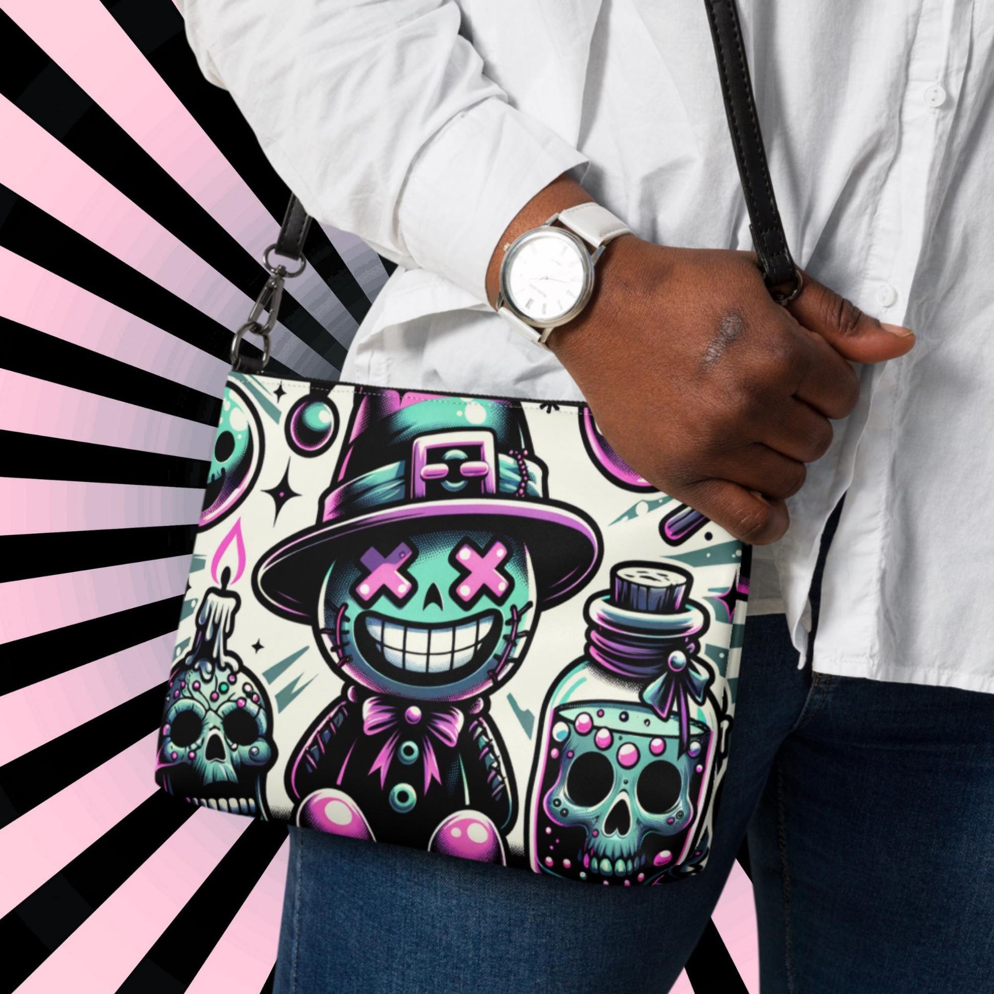 Weirdcore Pastel Goth Voodoo boy Punkrock Clutch Bag Gothic Grunge Purse Crossbody Bag