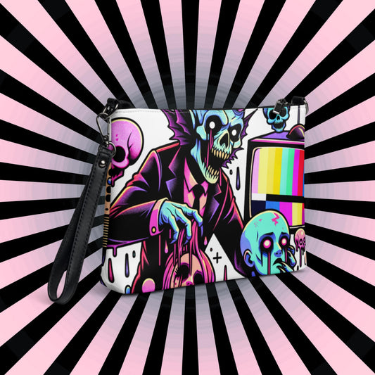 Weirdcore Pastel Goth Scene Zombie TV Punkrock Clutch Bag Gothic Grunge Purse Crossbody Bag