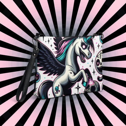 Weirdcore Pastel Goth Scene Angry Voodoo Unicorn Clutch Bag Gothic Grunge Purse Crossbody Bag