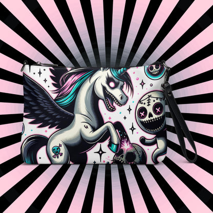 Weirdcore Pastel Goth Scene Angry Voodoo Unicorn Clutch Bag Gothic Grunge Purse Crossbody Bag