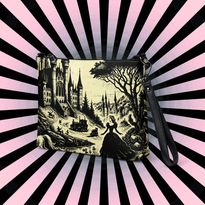 Yellow Pastel Goth Scene Goth Girl Castle Scenery Clutch Bag Gothic Grunge Purse Crossbody Bag