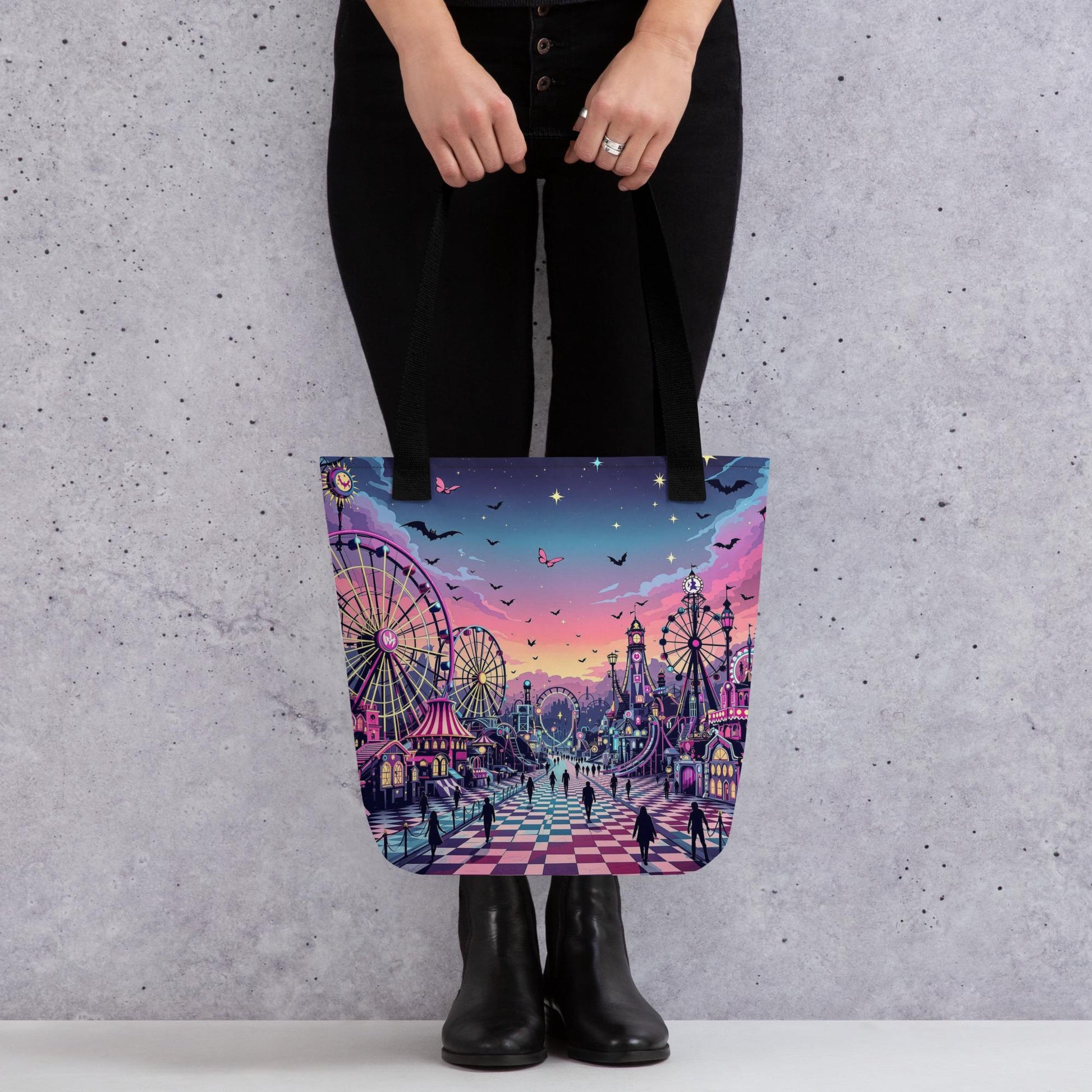 Arcane Tote Bag Gothic Grunge Neon Goth Darkcore Weirdcore Carnival Dark Aesthetic Halloween Purse Tote