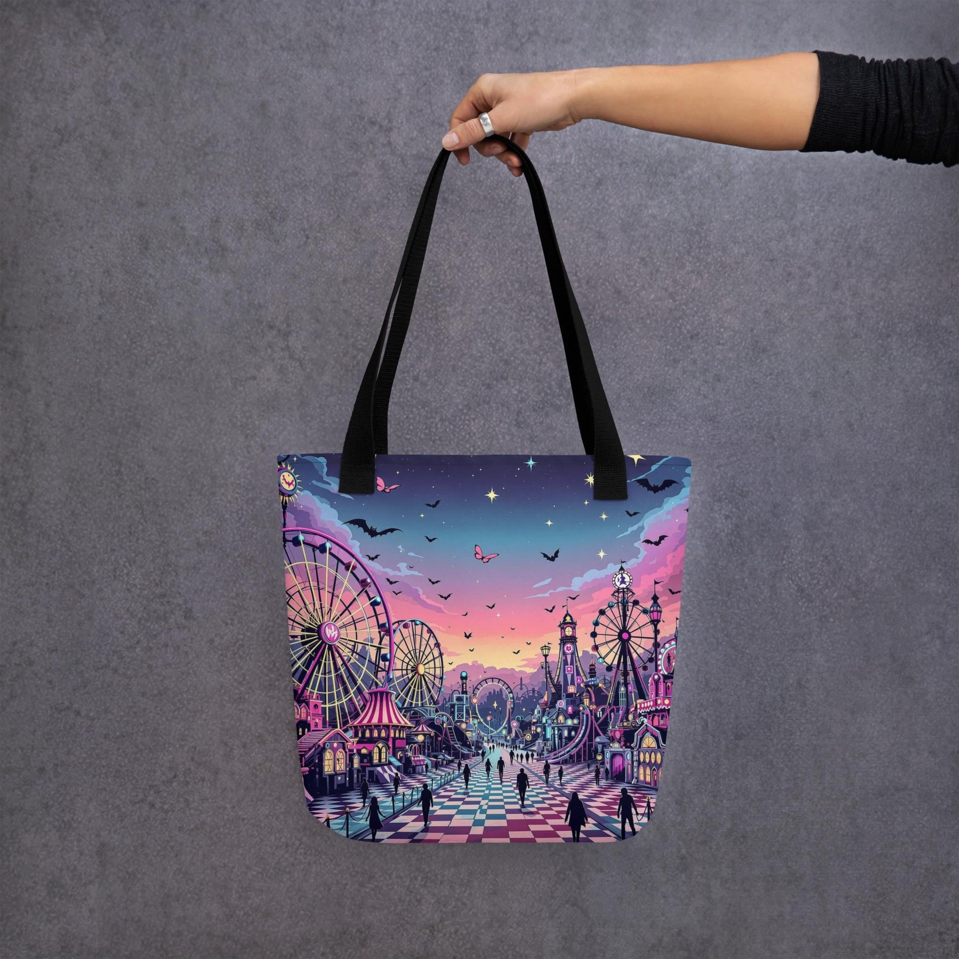 Arcane Tote Bag Gothic Grunge Neon Goth Darkcore Weirdcore Carnival Dark Aesthetic Halloween Purse Tote