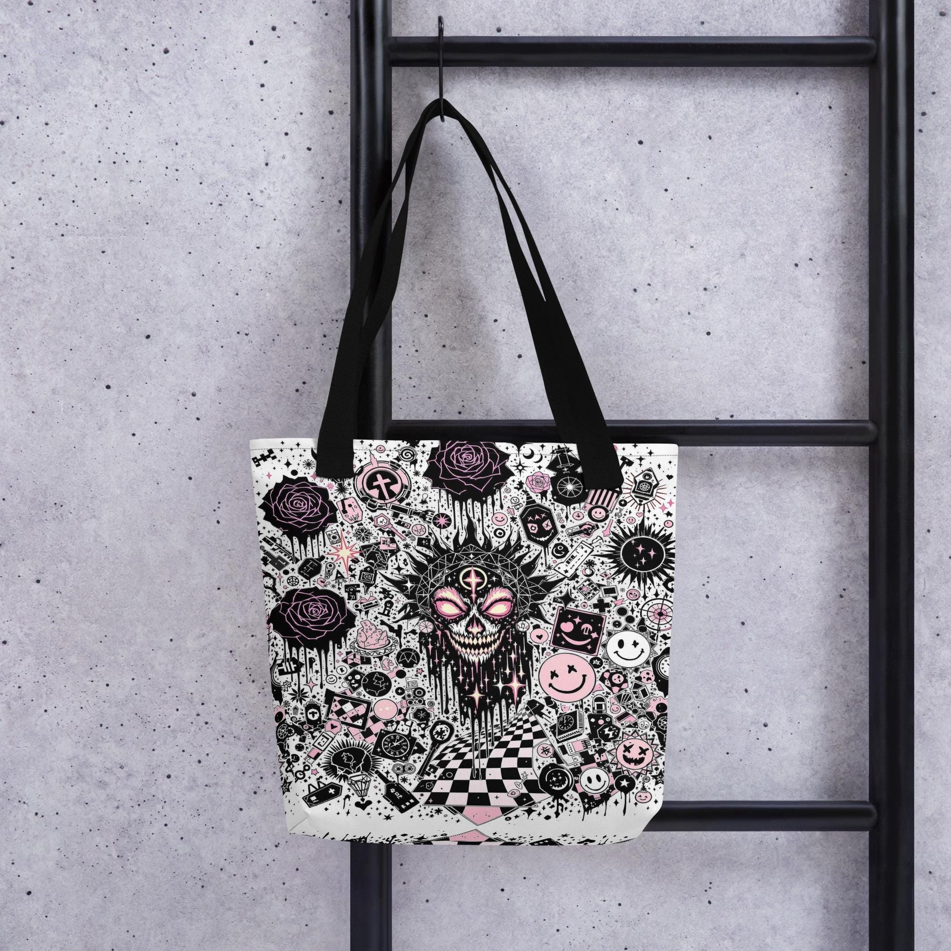 Dark Carnival Arcane Tote Bag Gothic Grunge Neon Goth Darkcore Weirdcore Dark Aesthetic Halloween Purse Tote