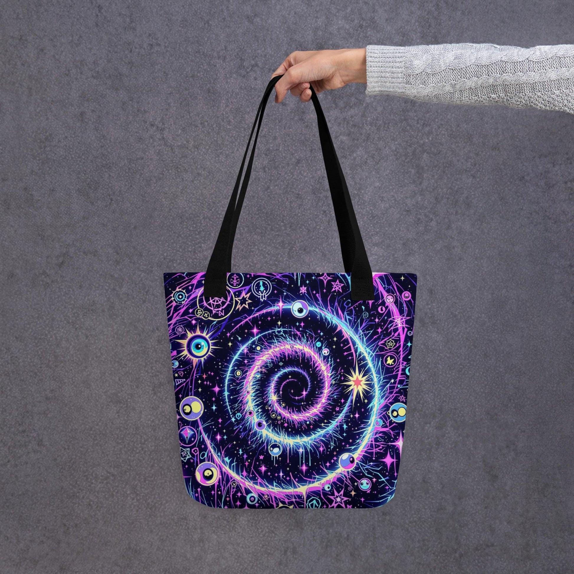 Celestial Swirl Arcane Tote Bag Gothic Grunge Neon Goth Darkcore Weirdcore Dark Aesthetic Halloween Purse Tote