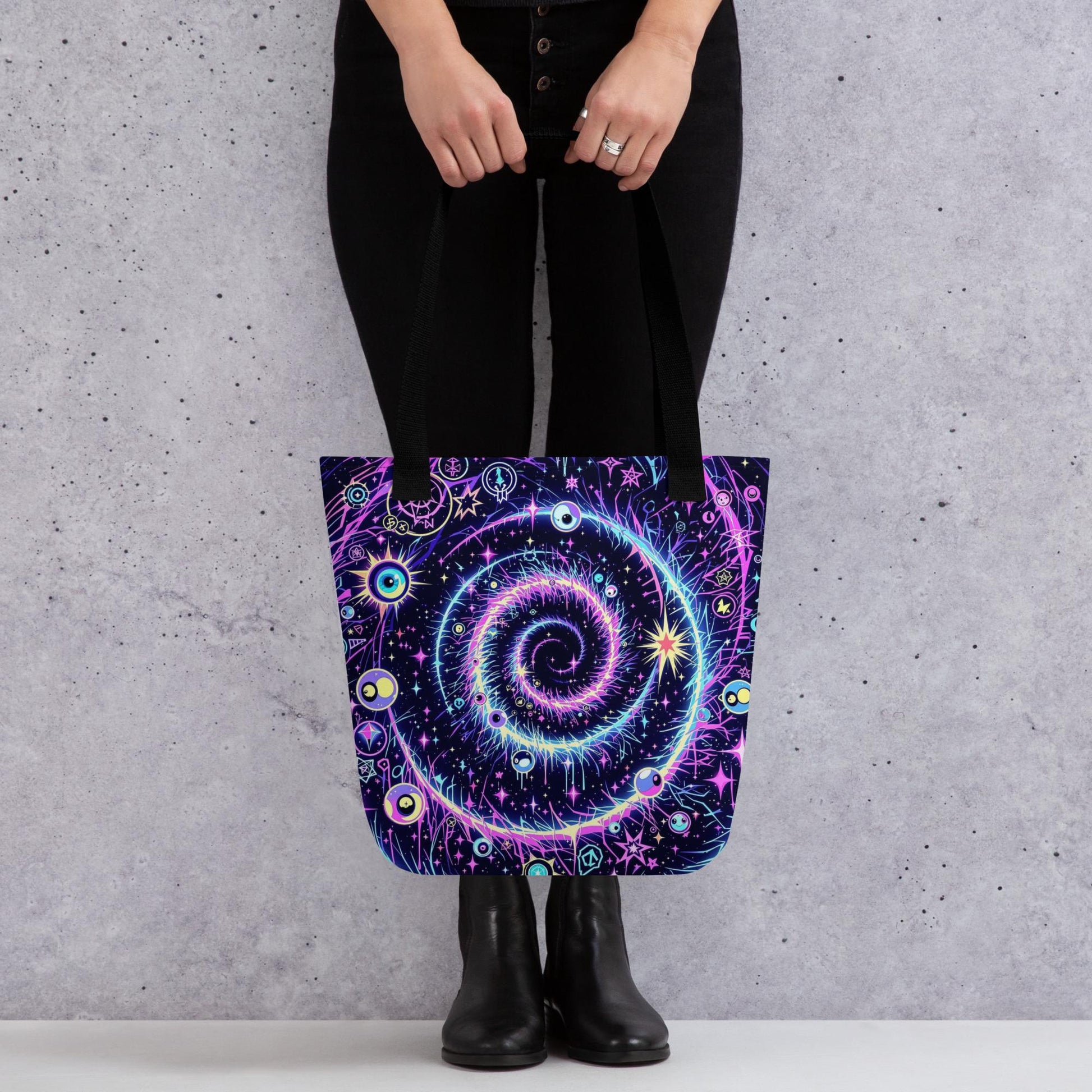 Celestial Swirl Arcane Tote Bag Gothic Grunge Neon Goth Darkcore Weirdcore Dark Aesthetic Halloween Purse Tote