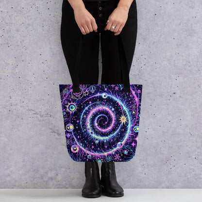 Celestial Swirl Arcane Tote Bag Gothic Grunge Neon Goth Darkcore Weirdcore Dark Aesthetic Halloween Purse Tote
