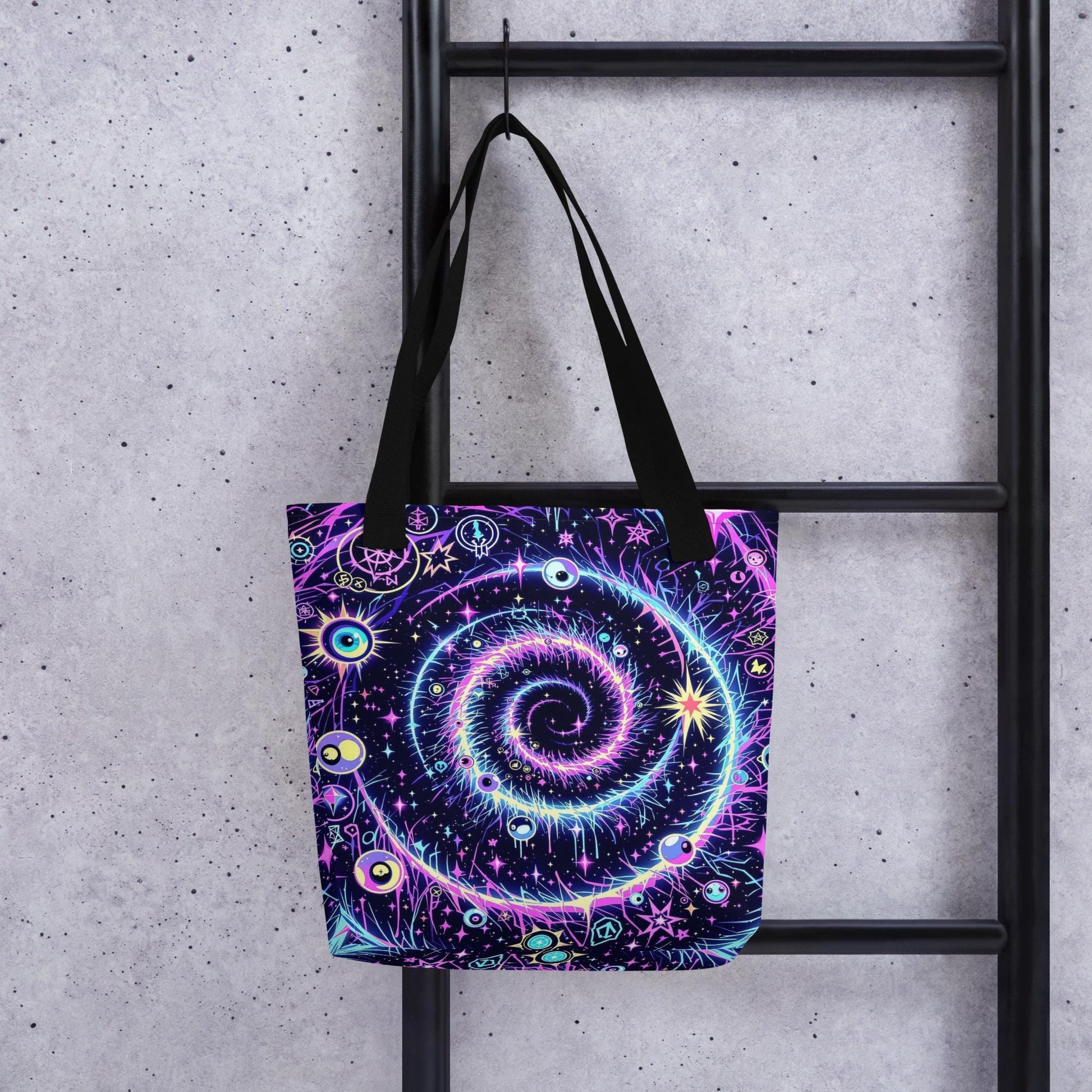 Celestial Swirl Arcane Tote Bag Gothic Grunge Neon Goth Darkcore Weirdcore Dark Aesthetic Halloween Purse Tote