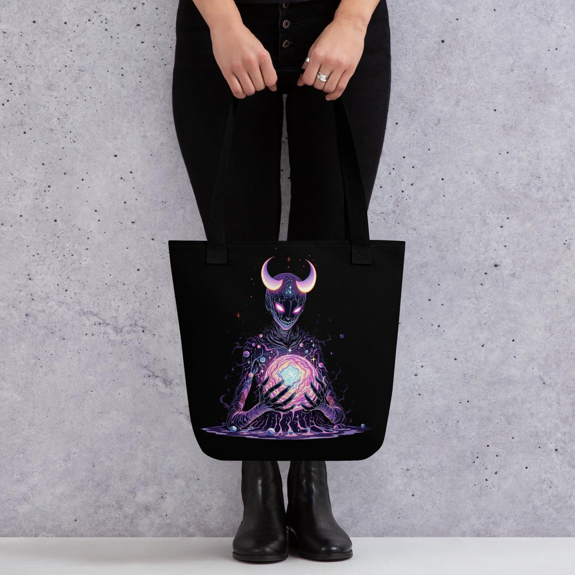 Chaos Demon Arcane Tote Bag Gothic Grunge Neon Goth Darkcore Weirdcore Dark Aesthetic Halloween Purse Tote