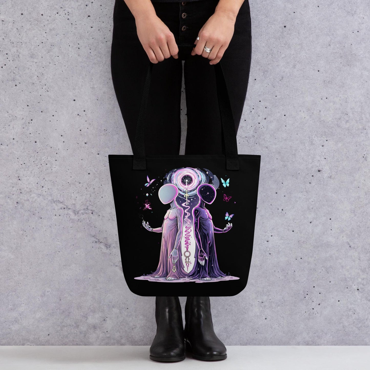 Hollow Faced Twins Arcane Tote Bag Gothic Grunge Neon Goth Darkcore Weirdcore Dark Aesthetic Halloween Purse Tote