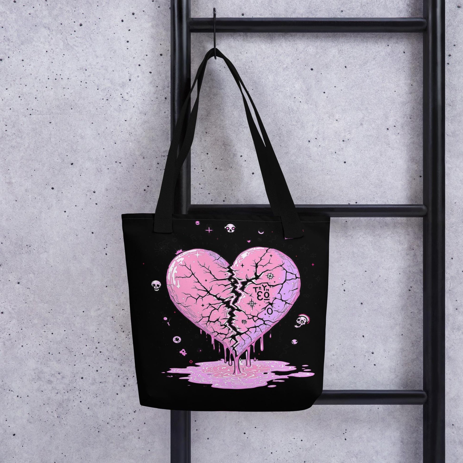 Arcane Heart Meltdown Tote Bag Gothic Grunge Neon Goth Darkcore Weirdcore Dark Aesthetic Halloween Purse Tote