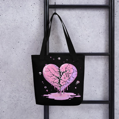 Arcane Heart Meltdown Tote Bag Gothic Grunge Neon Goth Darkcore Weirdcore Dark Aesthetic Halloween Purse Tote