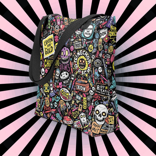 Arcane Tote Bag Gothic Grunge Neon Goth Darkcore Weirdcore Nostalgia Dark Aesthetic Halloween Purse Tote