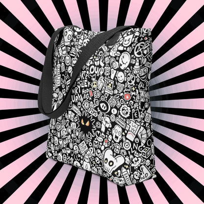 Arcane Tote Bag Gothic Grunge Neon Goth Darkcore Weirdcore Pop Art Dark Aesthetic Halloween Purse Tote