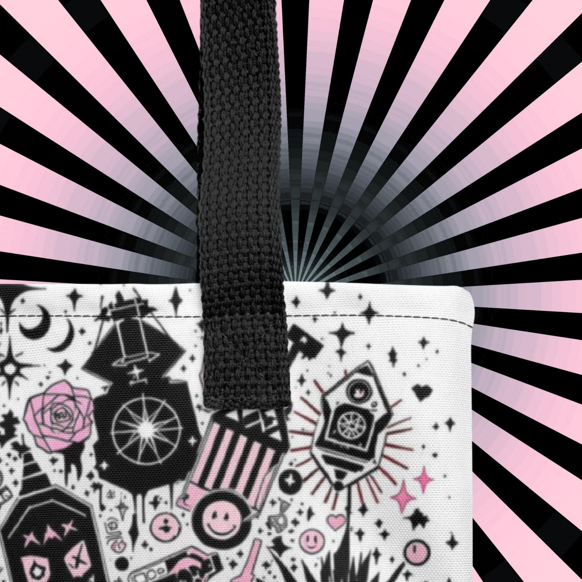 Dark Carnival Arcane Tote Bag Gothic Grunge Neon Goth Darkcore Weirdcore Dark Aesthetic Halloween Purse Tote
