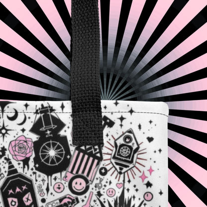 Dark Carnival Arcane Tote Bag Gothic Grunge Neon Goth Darkcore Weirdcore Dark Aesthetic Halloween Purse Tote